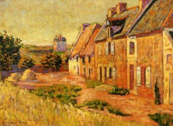 (image for) Handmade Oil painting for home canvas, oil painting framed canvas for living room Paul Signac's painting,Saint-Briac, Courtyard o